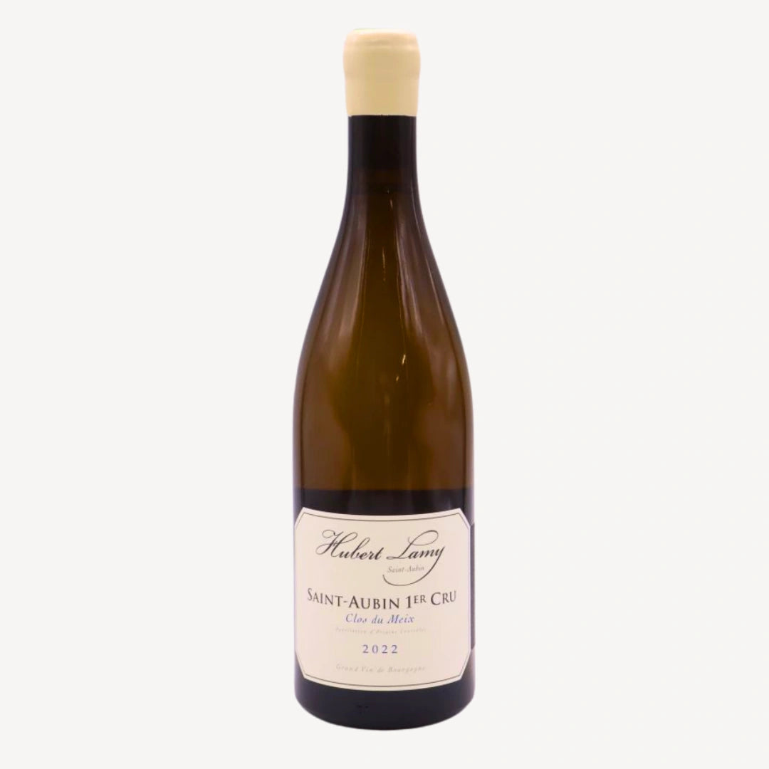 A white wine bottle of Hubert Lamy Saint Aubin 1er cru Clos du Meix 2022
